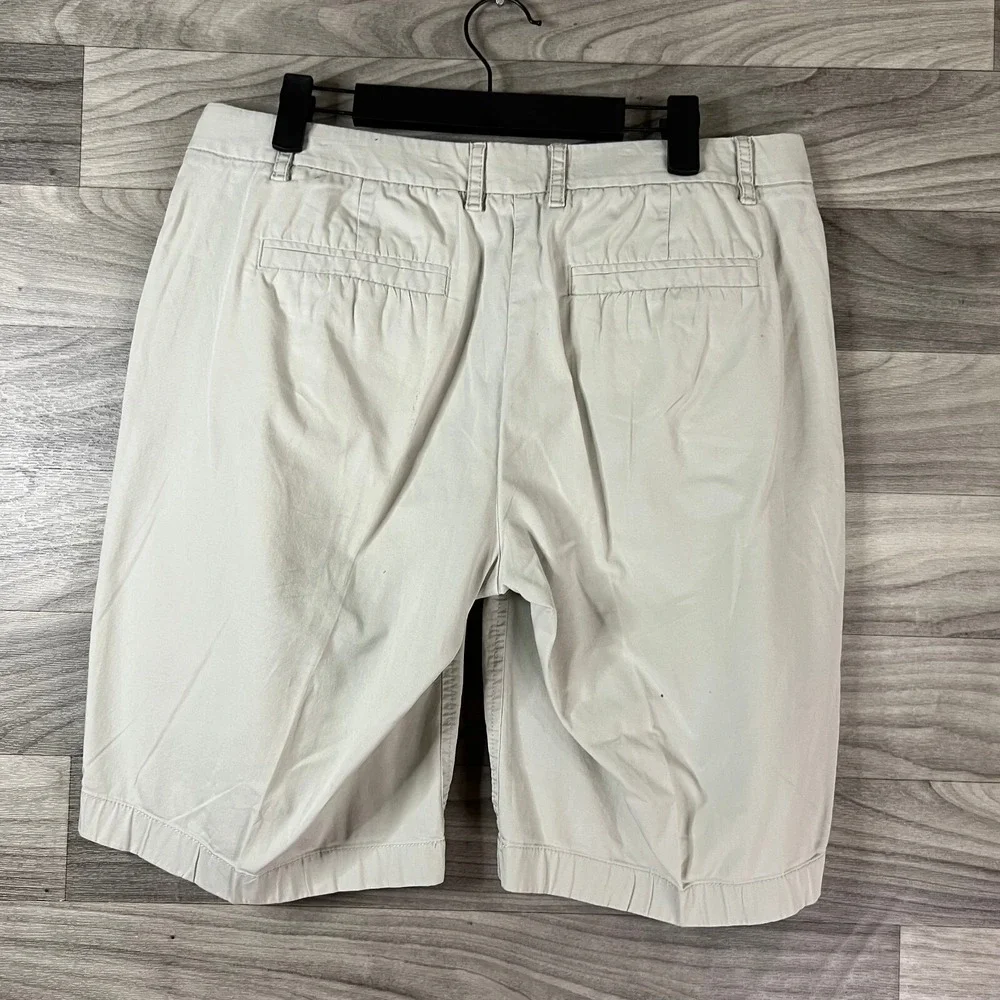 J.Crew Chino‎ Shorts Mens 32 Beige Khaki Stretch Flat Front Pockets Zip Casual